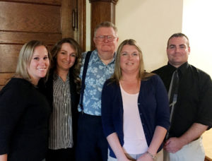 : (Left to Right) Director Behavioral Health Melissa Jillson, Vice President of Behavioral Healthcare at Liberty Resources Marta Durkin, James Pronteau Jr. Community Service Award recipient Lloyd Mills, Maxwell House Program Manager Angela Stebbins, and former Maxwell House Program Manager James Snyder.