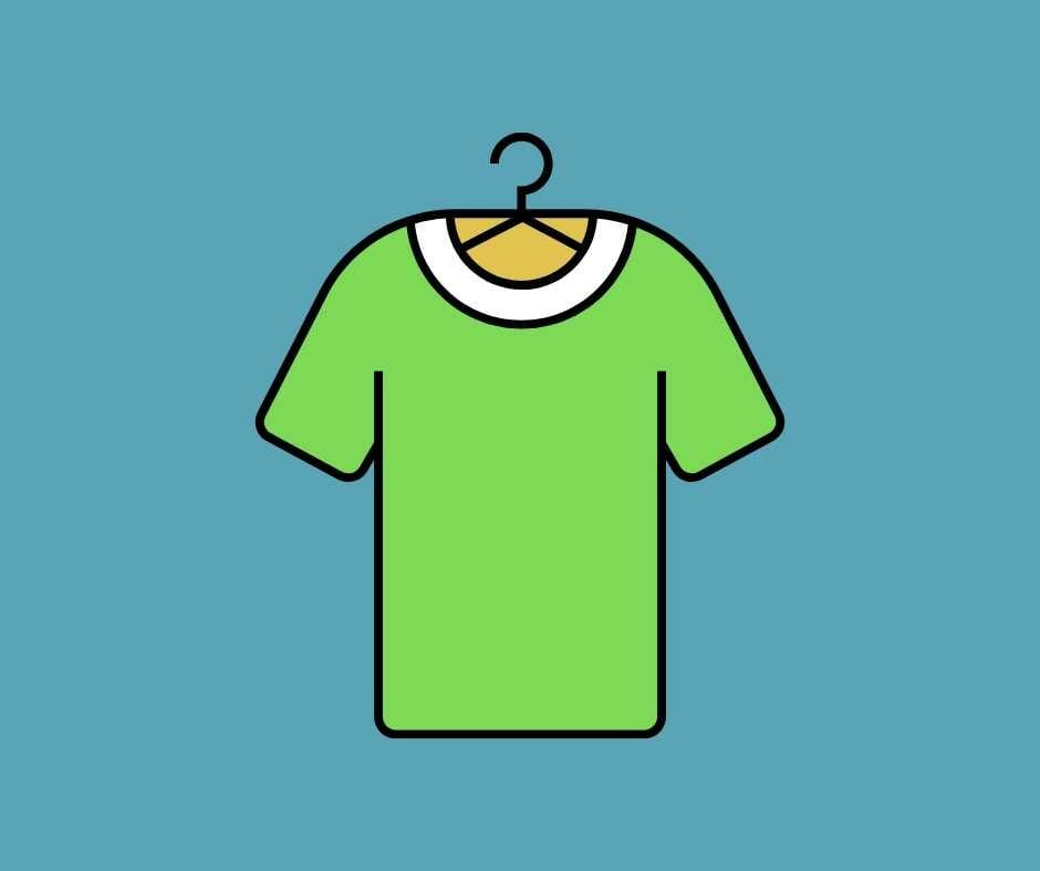 Dress Code Green shirt hanging on a clothes hanger.